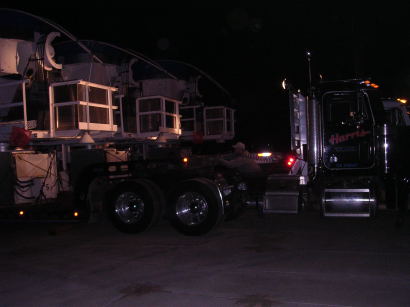 Hooking up the trailers at Hat Creek, 4:30 a.m. Sep 30