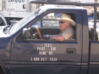 Tex in his pilot car.