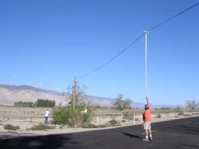 Repairing snagged phone line on NV-264, Fish Lake Valley