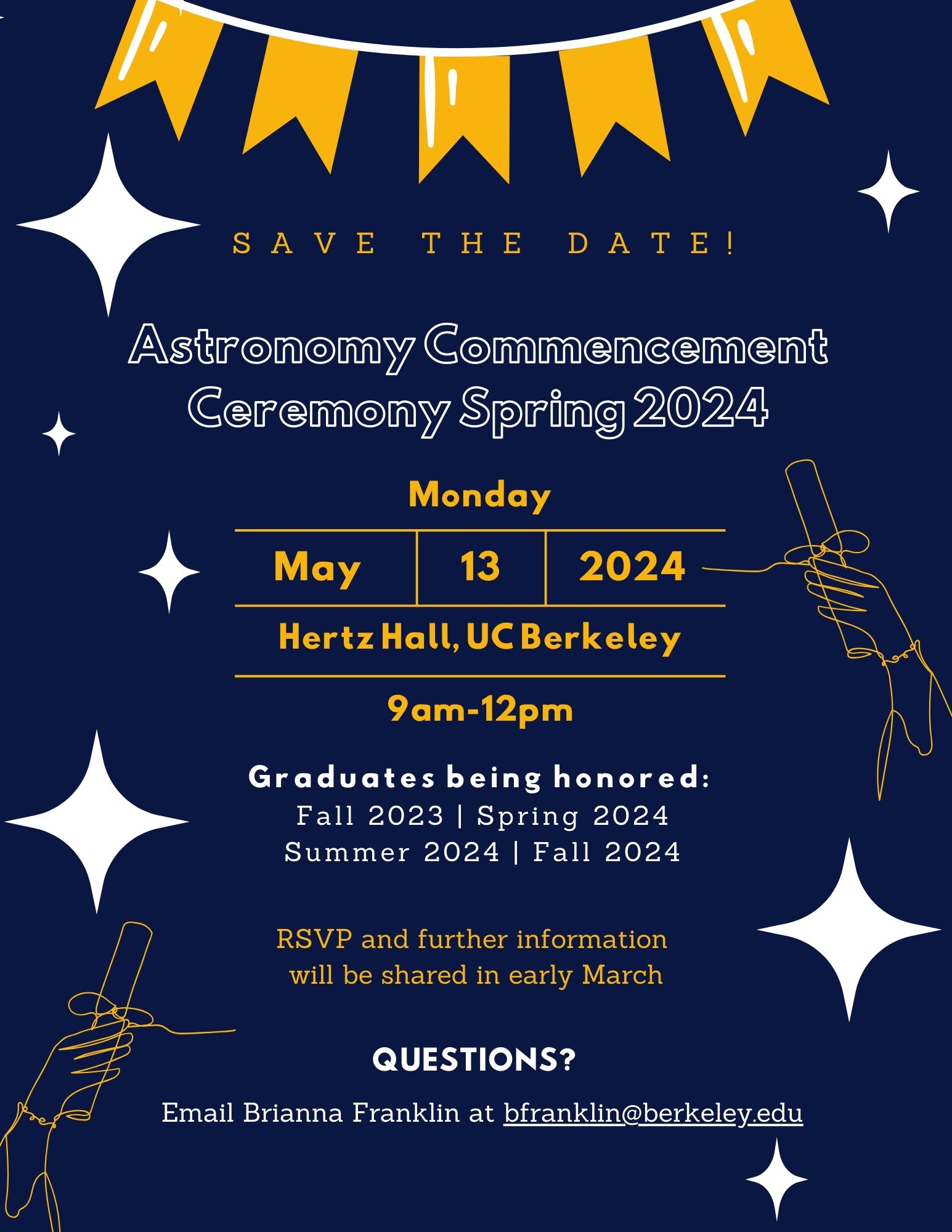 Spring 2024 Astronomy Commencement Ceremony Astronomy Department